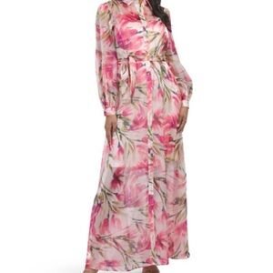 Julia Jordan Pink Floral Long Sleeve Dress